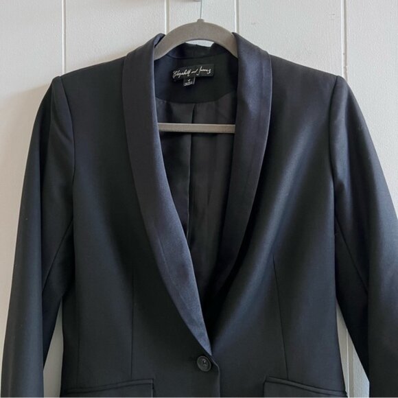 Elizabeth and James Silk Blend Tuxedo Blazer - Picture 3 of 11